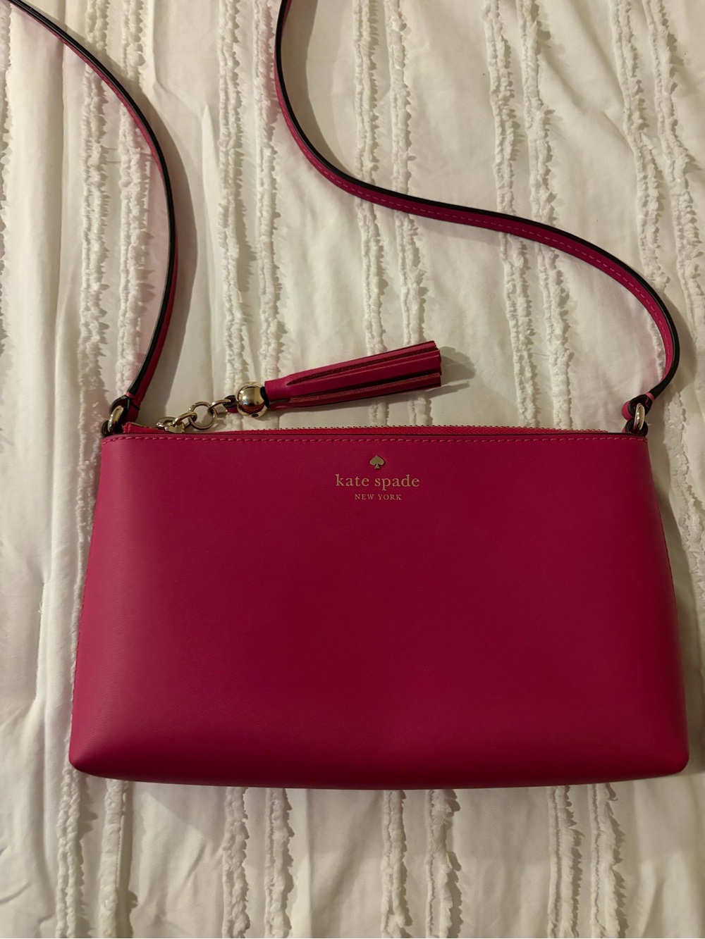 kate spade Hot Pink Leather Crossbody with Tassel